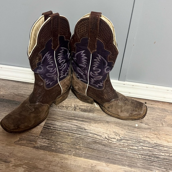 Rockinleather womens hand tooled overlay western boot - Picture 2 of 3